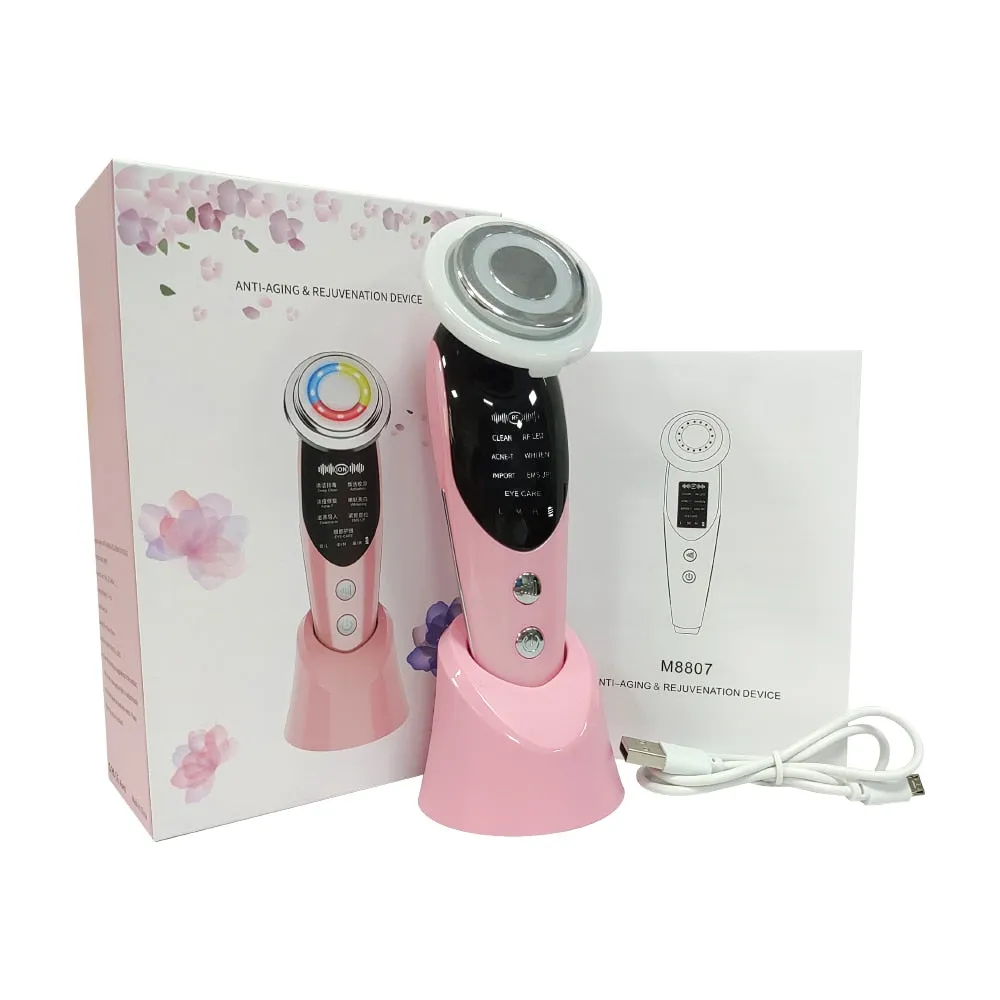 7 in 1 Face Lift Devices EMS RF Microcurrent Skin Rejuvenation Facial Massager Light Therapy Anti Aging Wrinkle