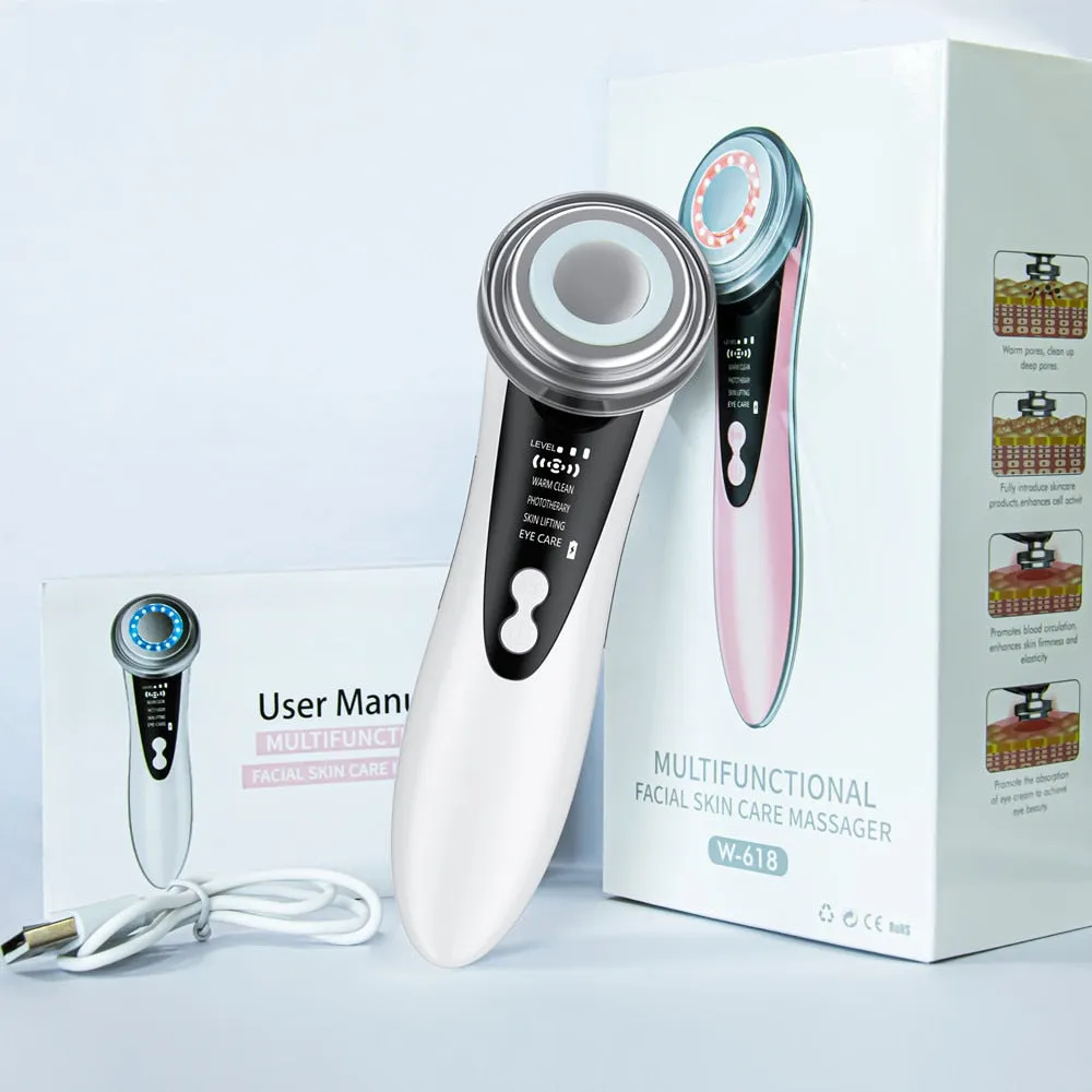 7 in 1 Face Lift Devices EMS RF Microcurrent Skin Rejuvenation Facial Massager Light Therapy Anti Aging Wrinkle
