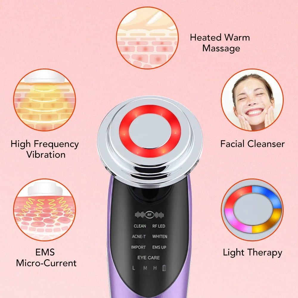 7 in 1 Face Lift Devices EMS RF Microcurrent Skin Rejuvenation Facial Massager Light Therapy Anti Aging Wrinkle