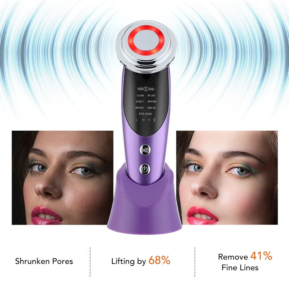 7 in 1 Face Lift Devices EMS RF Microcurrent Skin Rejuvenation Facial Massager Light Therapy Anti Aging Wrinkle