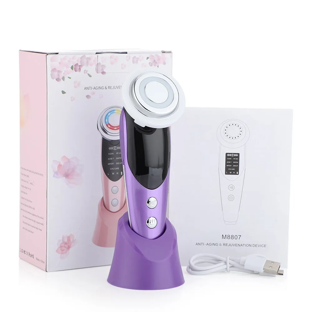 7 in 1 Face Lift Devices EMS RF Microcurrent Skin Rejuvenation Facial Massager Light Therapy Anti Aging Wrinkle
