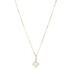 9kt Gold 6mm Round Freshwater Pearl Pendant Necklace