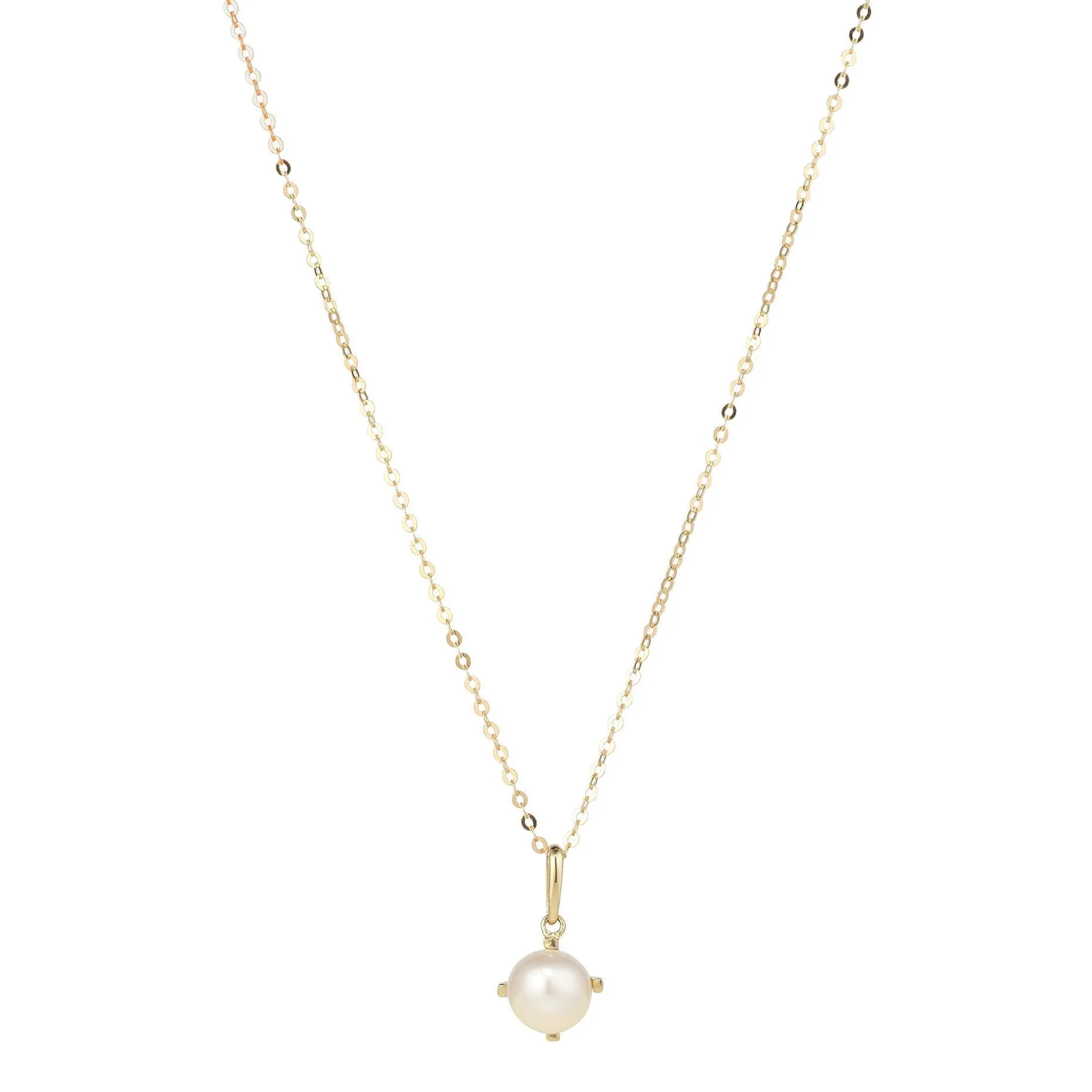 9kt Gold 6mm Round Freshwater Pearl Pendant Necklace