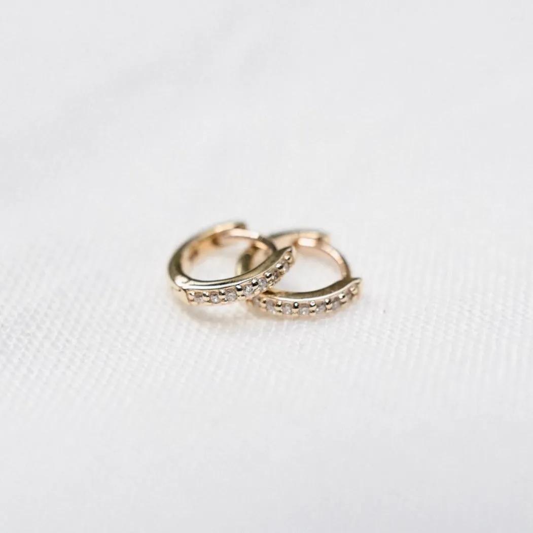 9kt Gold Diamond Huggie Earrings