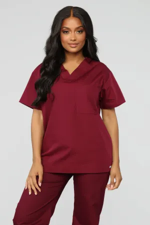 All Better Now Scrub Top - Wine