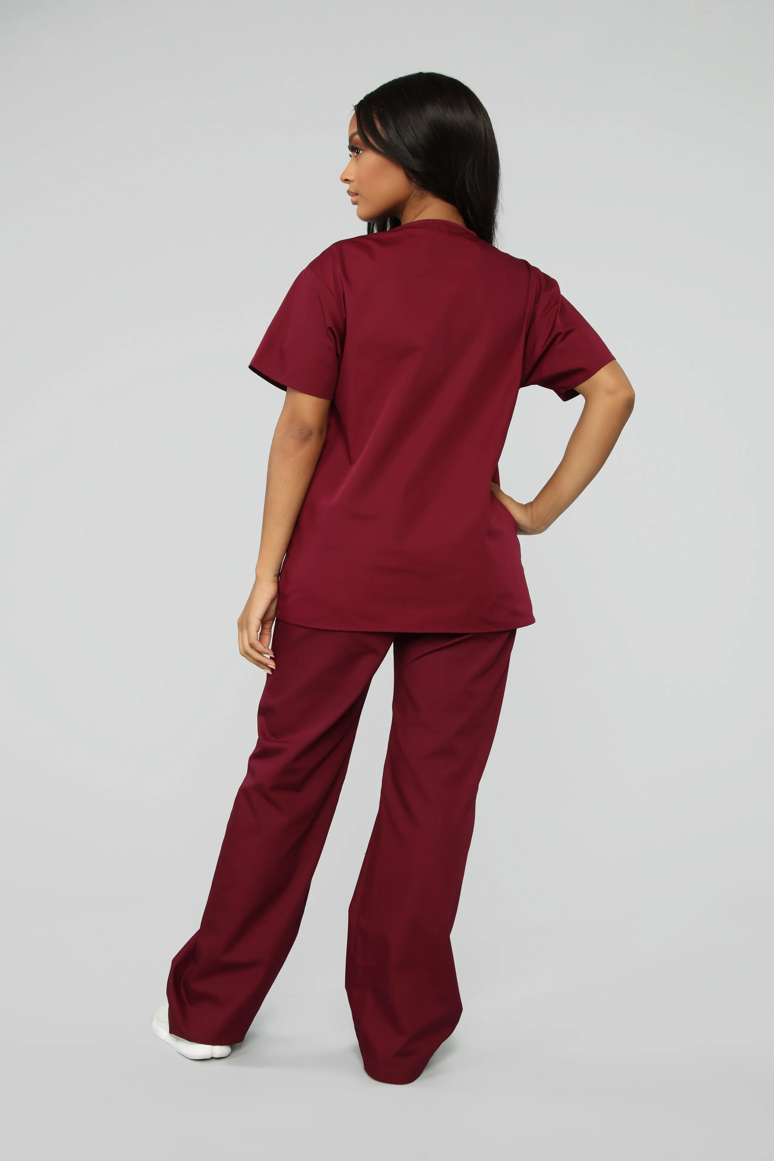 All Better Now Scrub Top - Wine