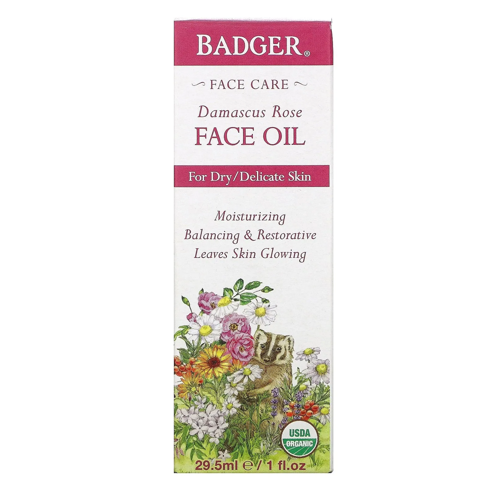 Badger, Damascus Rose Face Oil, 1 fl oz (29.5 ml)