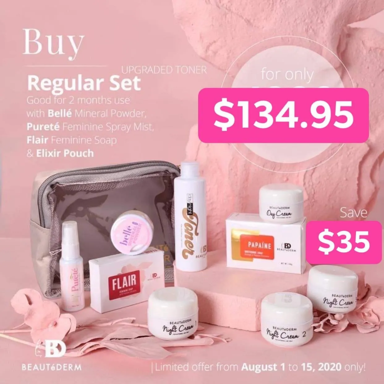 Beautederm Regular Set with upgraded toner 120ml ( large ) - ( 120 ML toner , 20 grams creams )