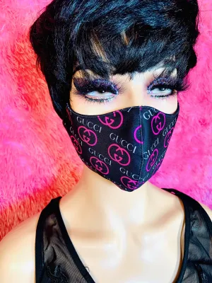 Black Pink Gg Luxury Designer Inspired Face Mask