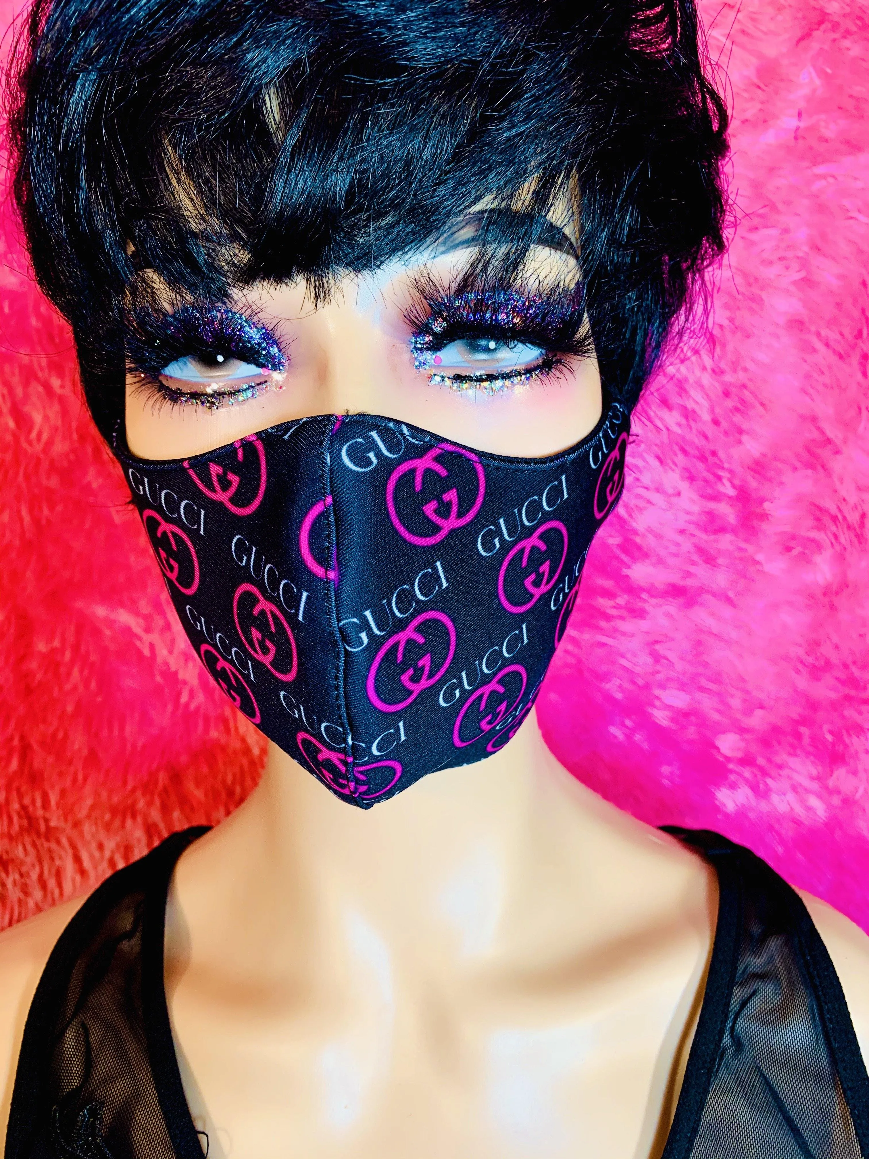Black Pink Gg Luxury Designer Inspired Face Mask