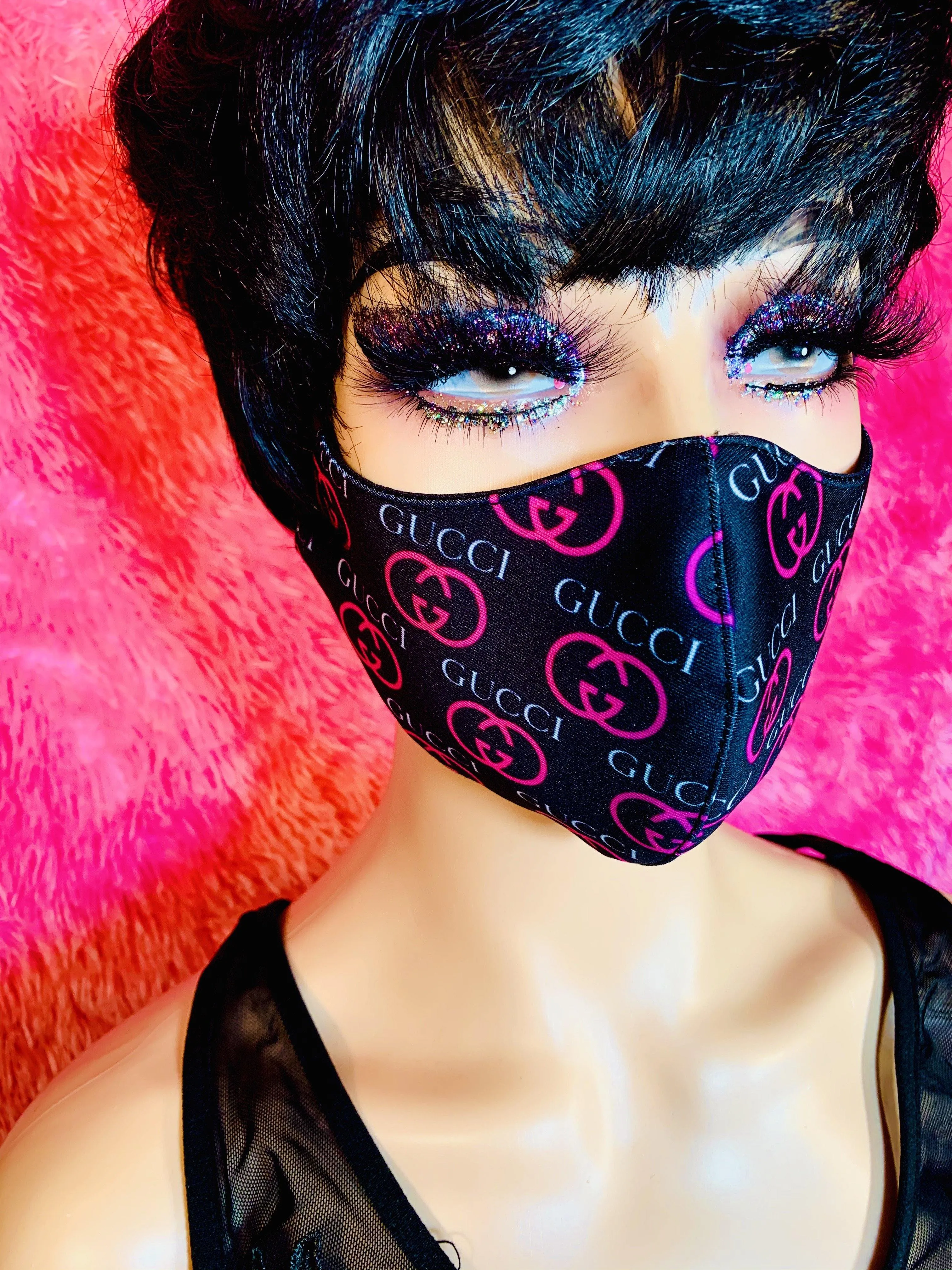 Black Pink Gg Luxury Designer Inspired Face Mask