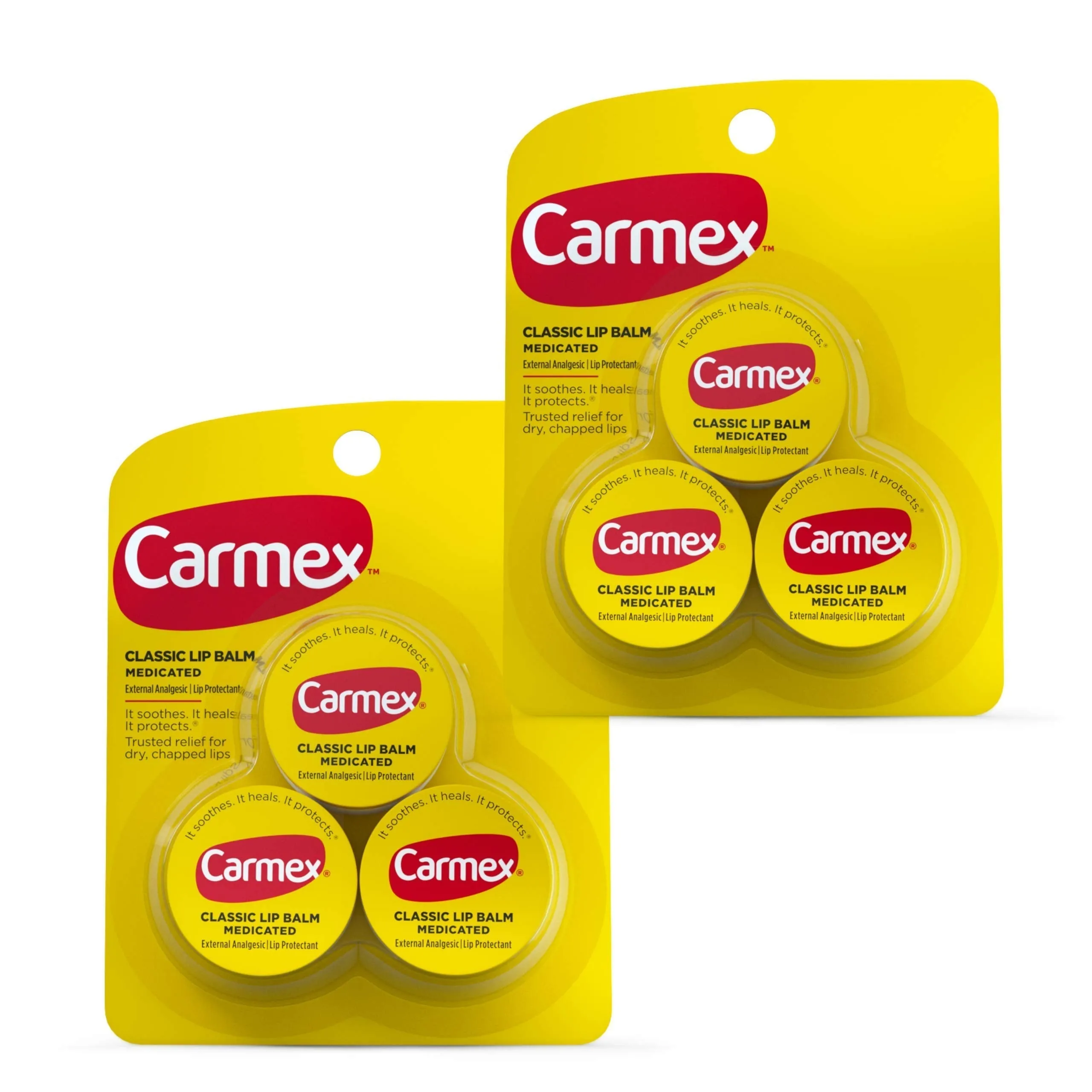 Carmex Medicated Lip Balm Jars, Lip Moisturizer for Dry, Chapped Lips, 0.25 OZ - 3 Count (2 pack)