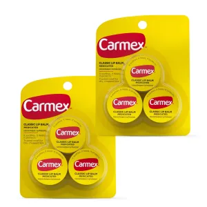 Carmex Medicated Lip Balm Jars, Lip Moisturizer for Dry, Chapped Lips, 0.25 OZ - 3 Count (2 pack)