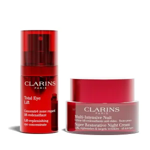 Clarins Total Eye Lift and Super Restorative Night Cream Bundle | anti Aging Eye Cream Visibly Lifts and Firms | anti Aging Face Moisturizer for Mature Skin Weakened by Hormonal Changes