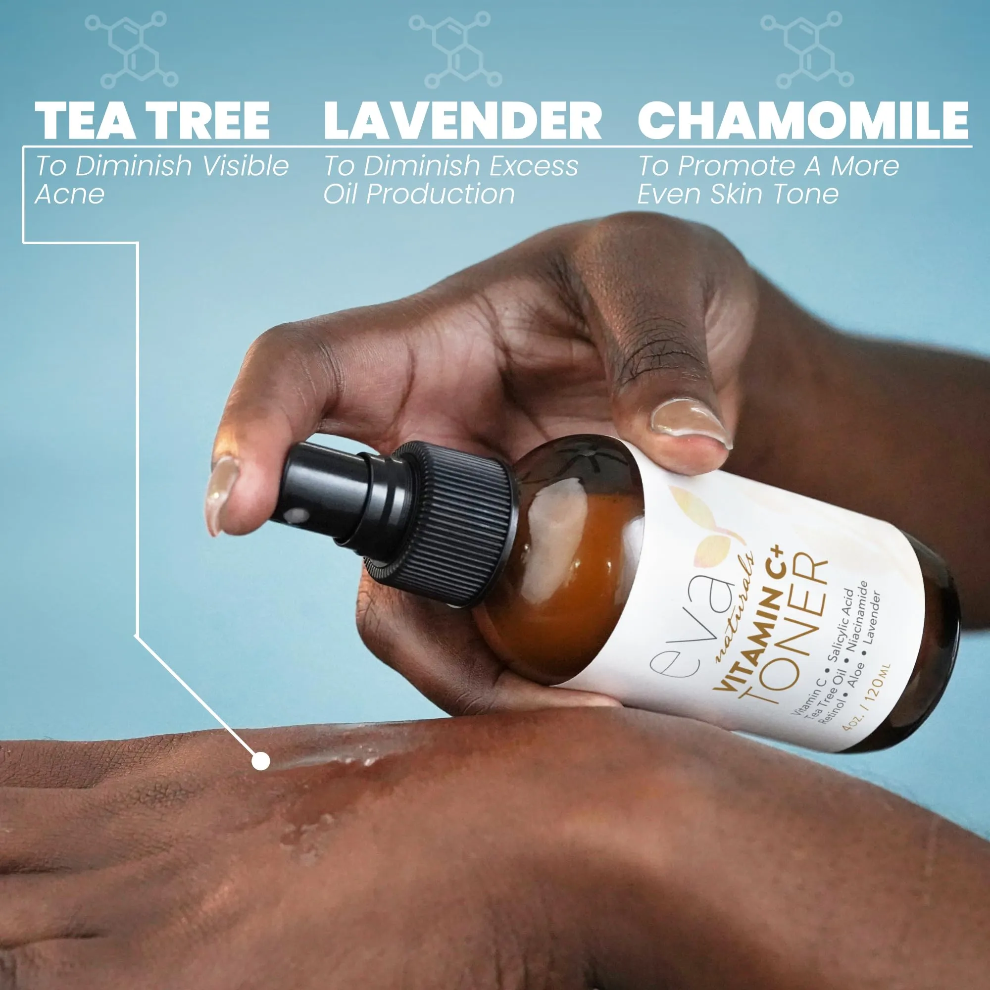 Eva Naturals Vitamin C Facial Toner - Hydrating, Pore Minimizer Face Toner for Men and Women with Witch Hazel & Rose Water, Nourishes Skin Through Hydration - 4 Oz