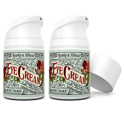 Eye Cream - Eye Cream for Dark Circles and Puffiness, Under Eye Cream, Anti Aging Eye Cream Reduce Fine Lines and Wrinkles, Rosehip and Hibiscus Botanicals - 1.7oz (2-Pack)