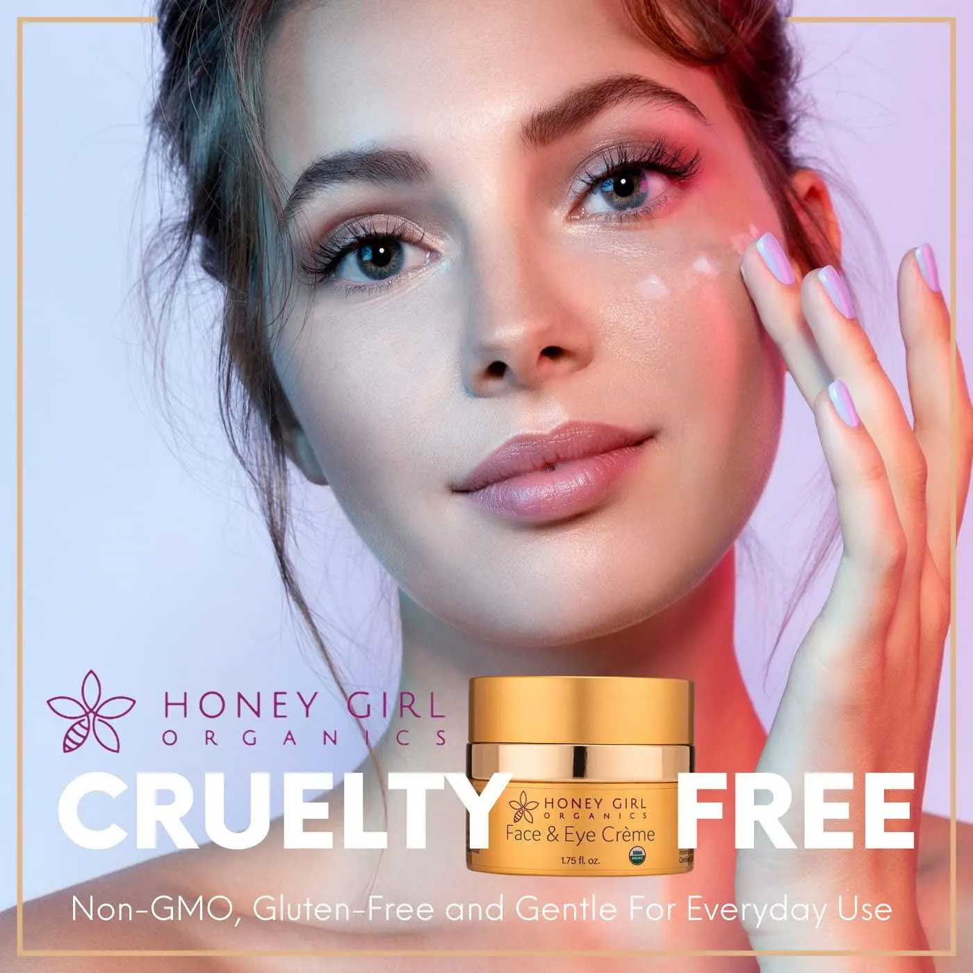 Face & Eye Crème, USDA Certified Organic Facial Moisturizer & under Eye Cream for Wrinkles, Dark Circles and Puffiness W/Hydrating Honey, Beeswax, Essential Oils & EVOO. 1.75Oz
