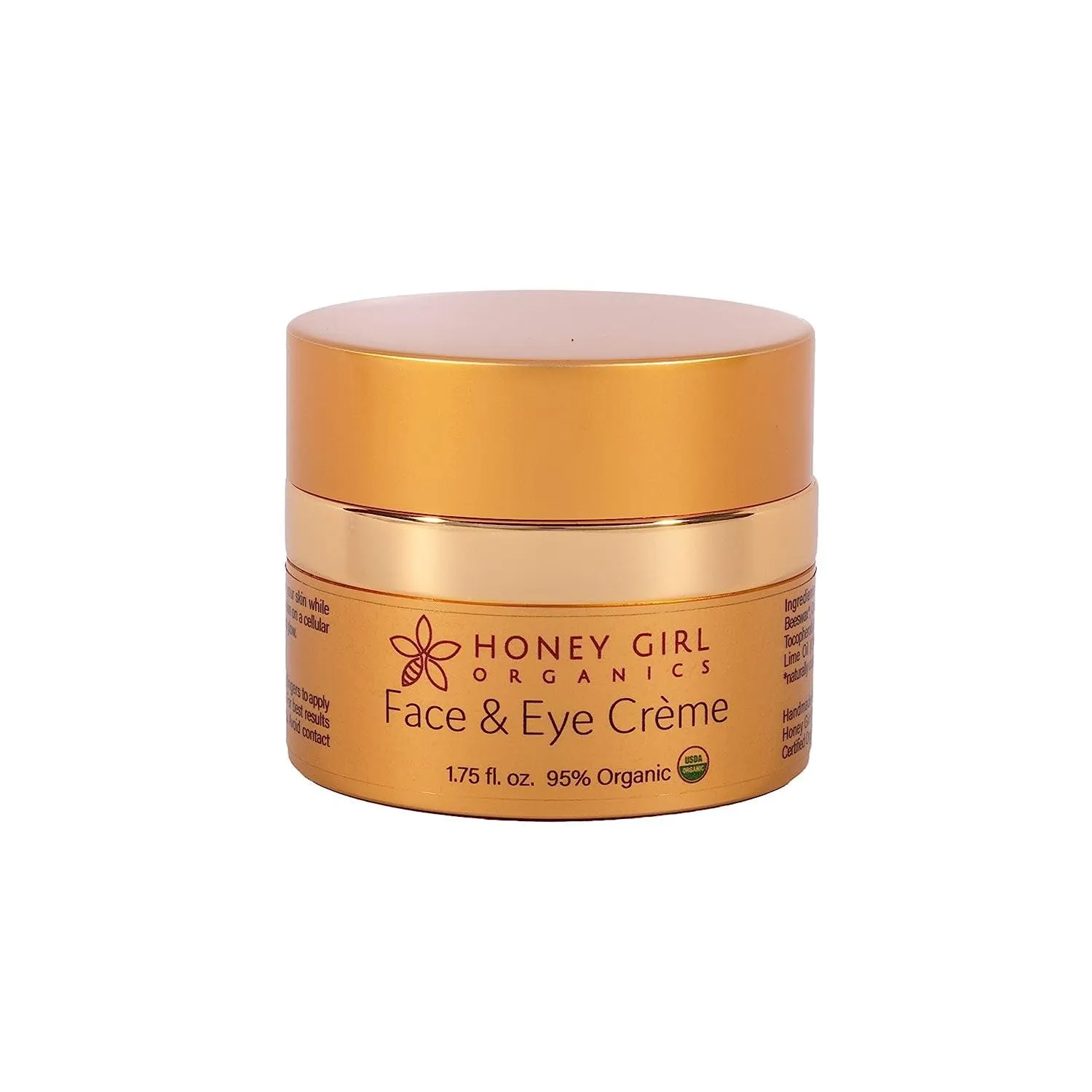 Face & Eye Crème, USDA Certified Organic Facial Moisturizer & under Eye Cream for Wrinkles, Dark Circles and Puffiness W/Hydrating Honey, Beeswax, Essential Oils & EVOO. 1.75Oz