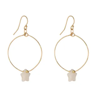 Gold Filled 10mm Freshwater Shell Star Small Hoop Earrings