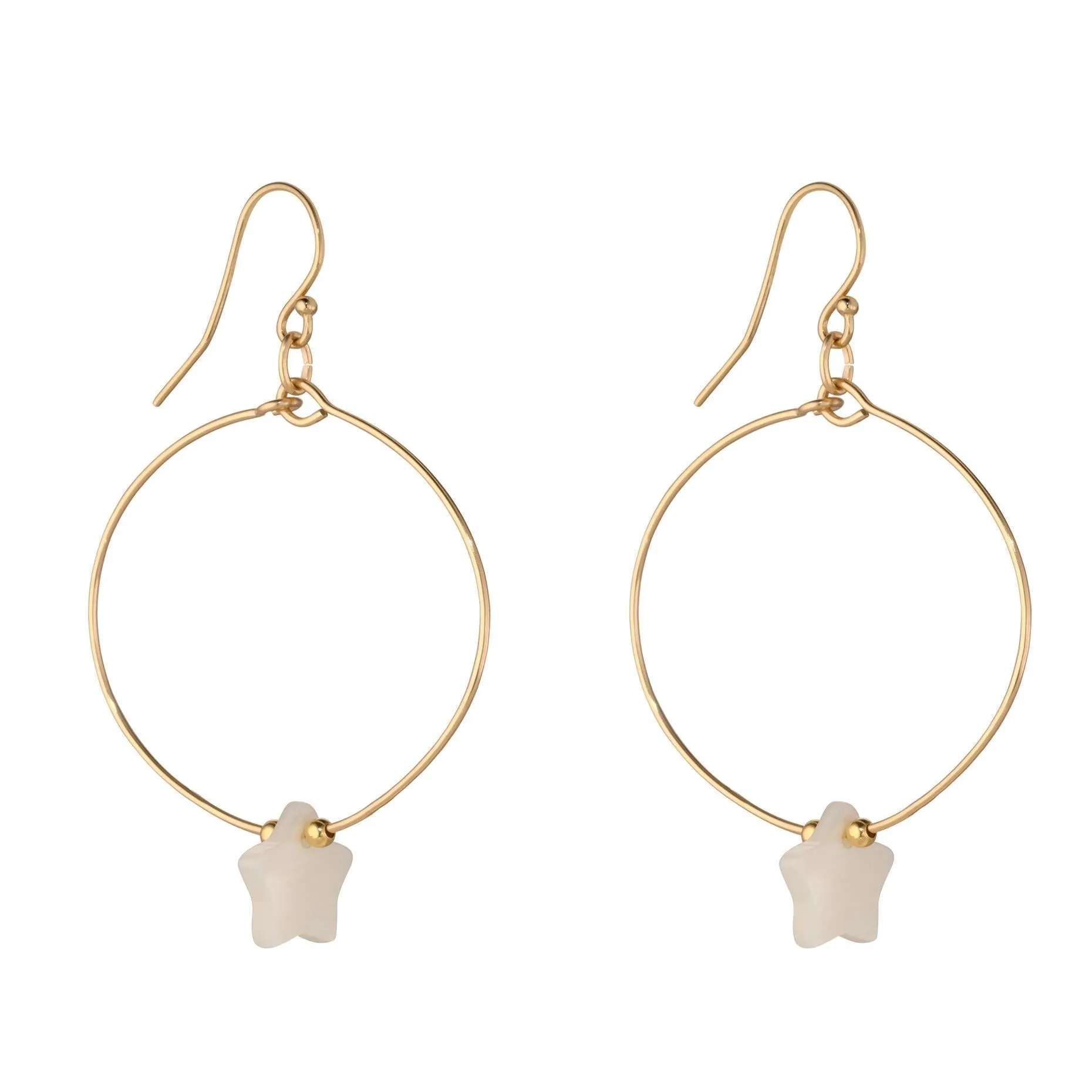 Gold Filled 10mm Freshwater Shell Star Small Hoop Earrings