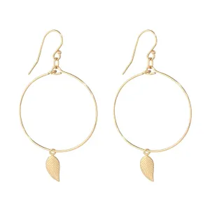 Gold Filled Leaf Small Hoop Earrings