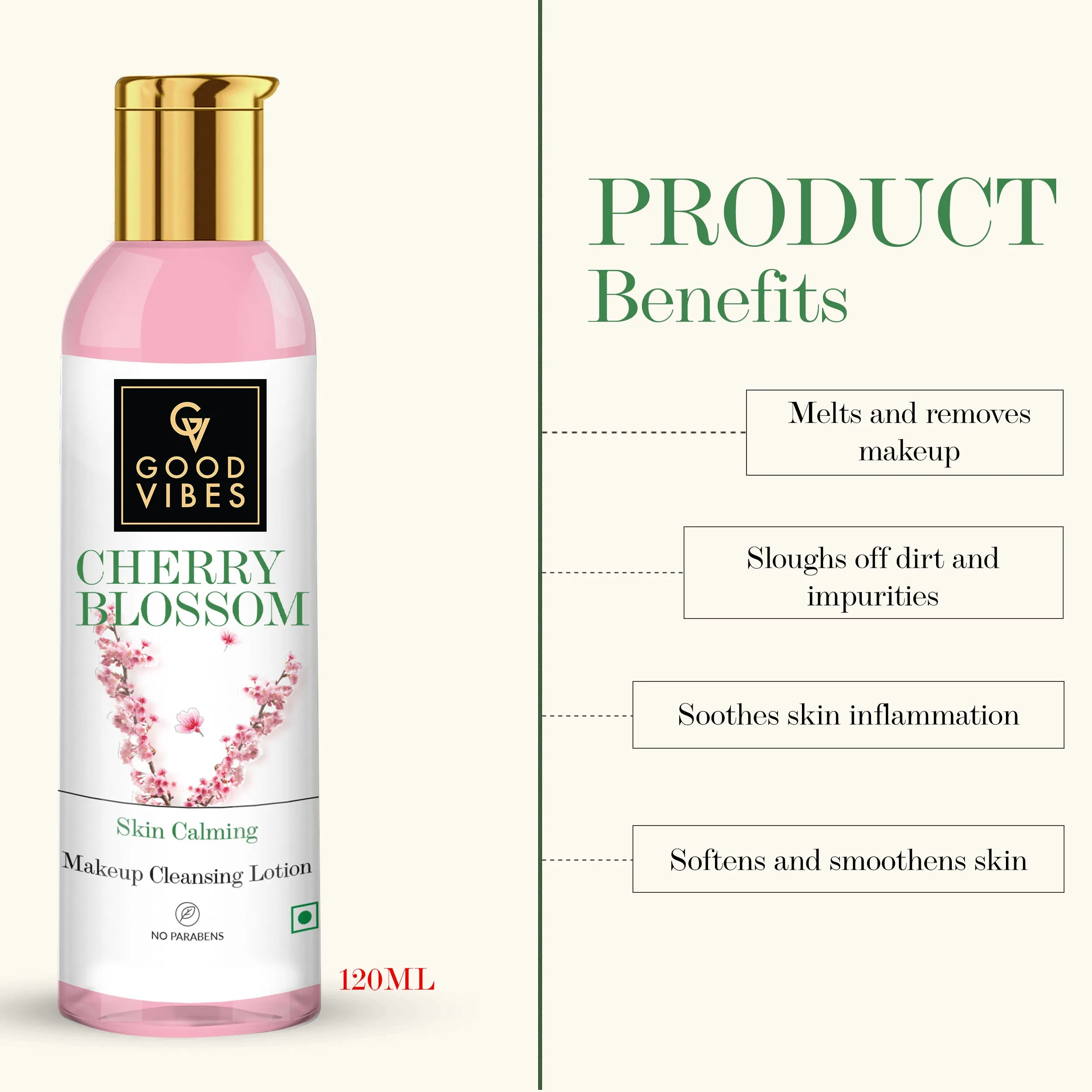 Good Vibes Skin Calming Makeup Cleansing Lotion - Cherry Blossom (120 ml)