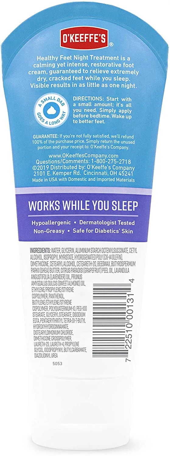 O'Keeffe's Healthy Feet Night Treatment Foot Cream (Pack of 2), White, 2 Pack (103011)