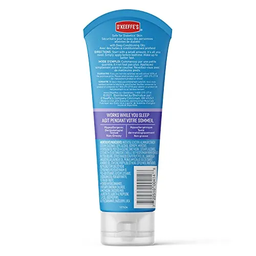 O'Keeffe's Healthy Feet Night Treatment Foot Cream, Restorative Lotion Works While You Sleep, Deep Conditioning Oils, Two 7oz/198g Tubes, (Pack of 2), 107610