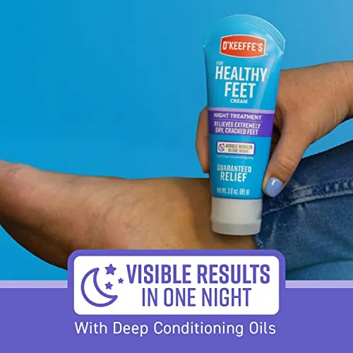 O'Keeffe's Healthy Feet Night Treatment Foot Cream, Restorative Lotion Works While You Sleep, Deep Conditioning Oils, Two 7oz/198g Tubes, (Pack of 2), 107610