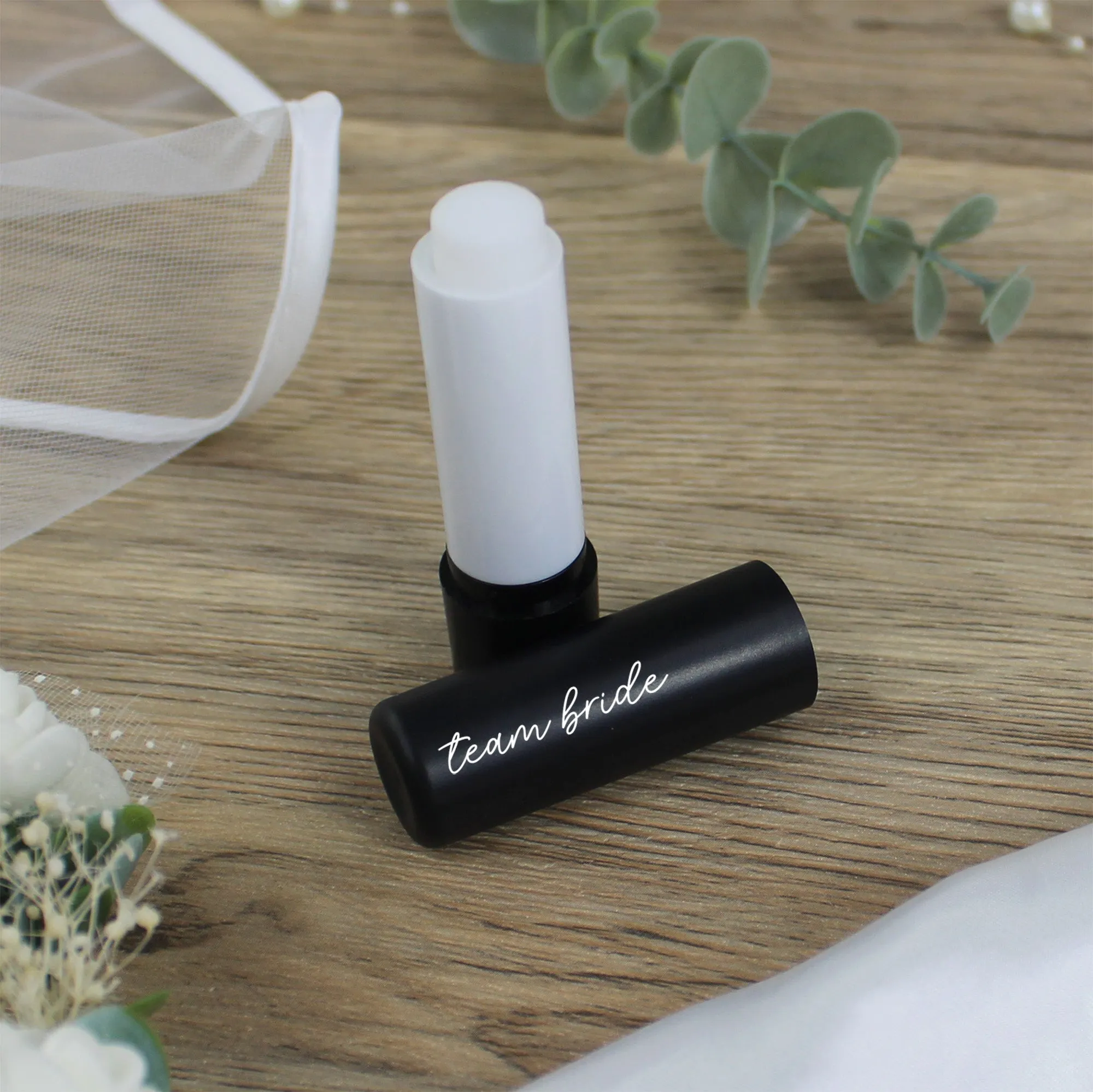 Personalised Black Team Bride & White Bride Lip Balms