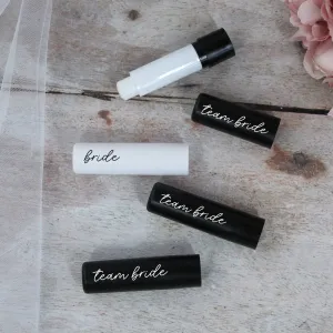 Personalised Black Team Bride & White Bride Lip Balms