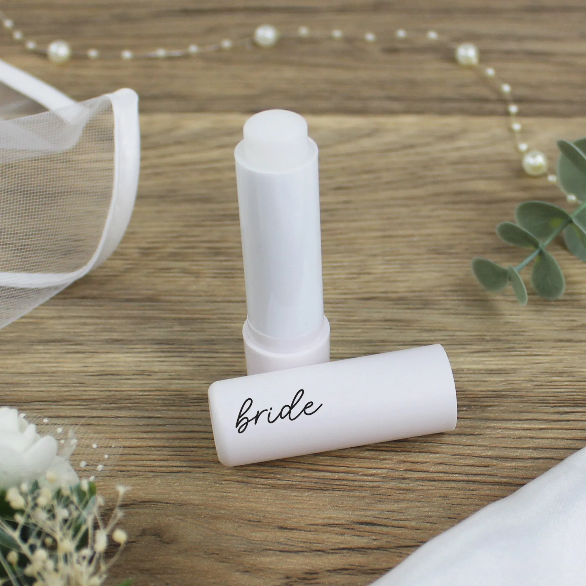 Personalised Black Team Bride & White Bride Lip Balms