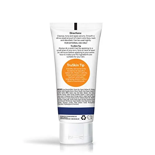 TruSkin Vitamin C Night Cream, Collagen Supporting Blend with Cocoa Butter, Vitamin B5, Botanical Essential Oils & Organic Aloe Vera for Anti Aging, Brightening and Firming Skin, Face & Neck, 2 Fl Oz