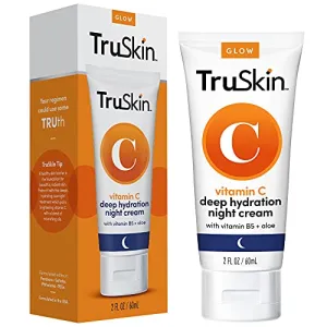 TruSkin Vitamin C Night Cream, Collagen Supporting Blend with Cocoa Butter, Vitamin B5, Botanical Essential Oils & Organic Aloe Vera for Anti Aging, Brightening and Firming Skin, Face & Neck, 2 Fl Oz
